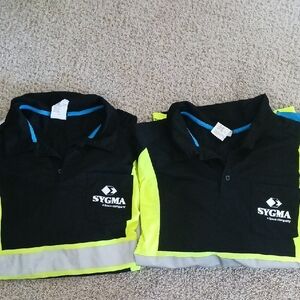 2 × Aramark Sygma High Visibility Safety Long Sleeve Work Shirt 2xl